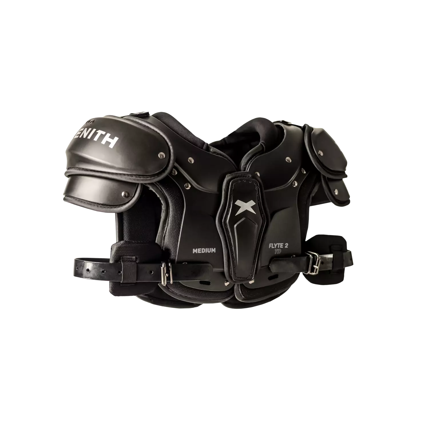 Right facing view of Xenith Flyte 2 football shoulder pads.
