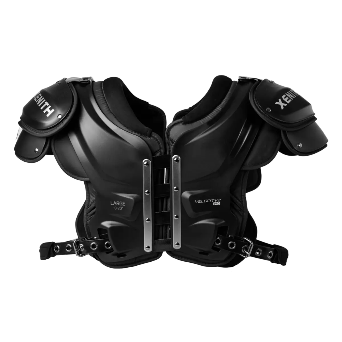 Front view of Xenith Velocity 2 Pro shoulder pads.