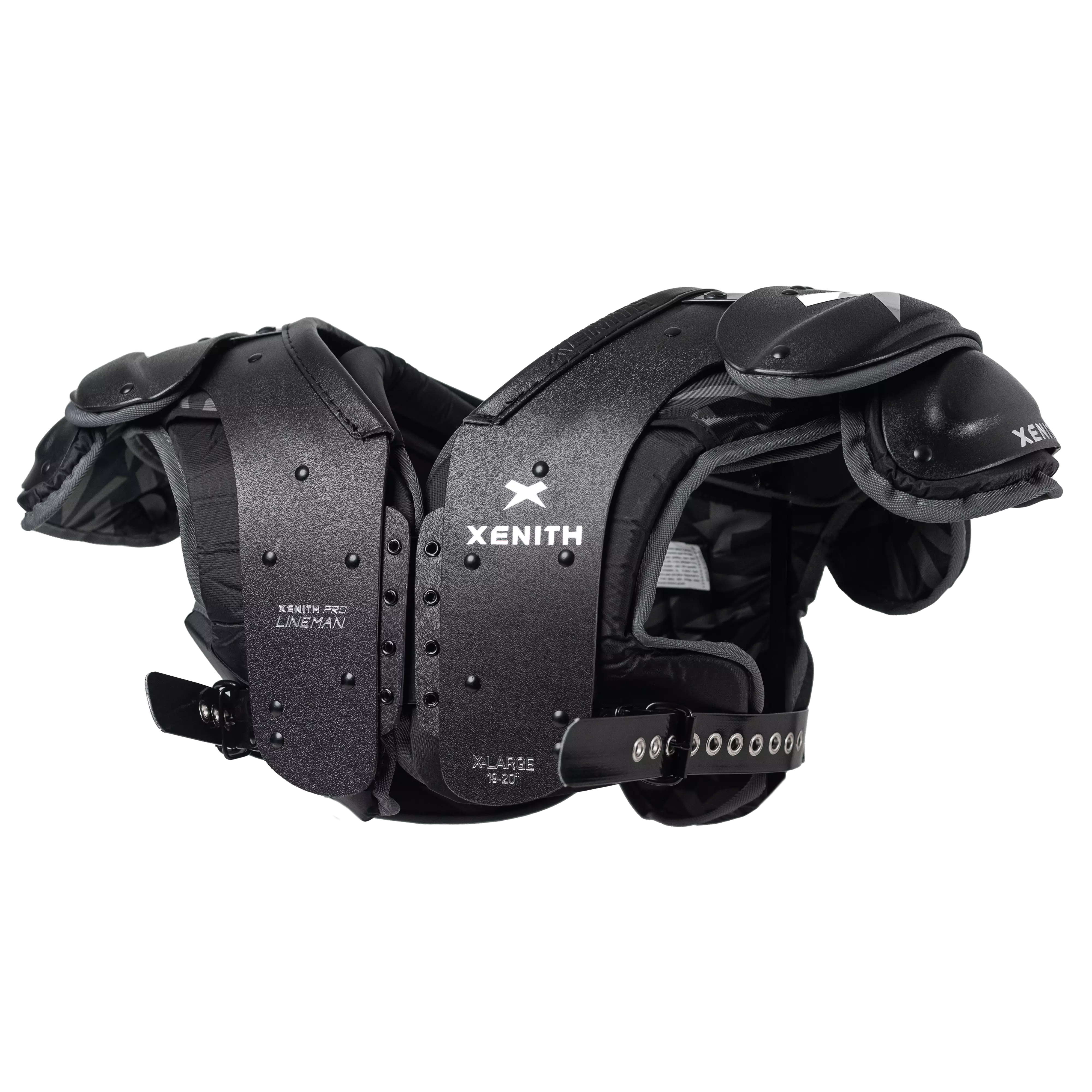 Left facing view of Xenith Pro Lineman shoulder pad.