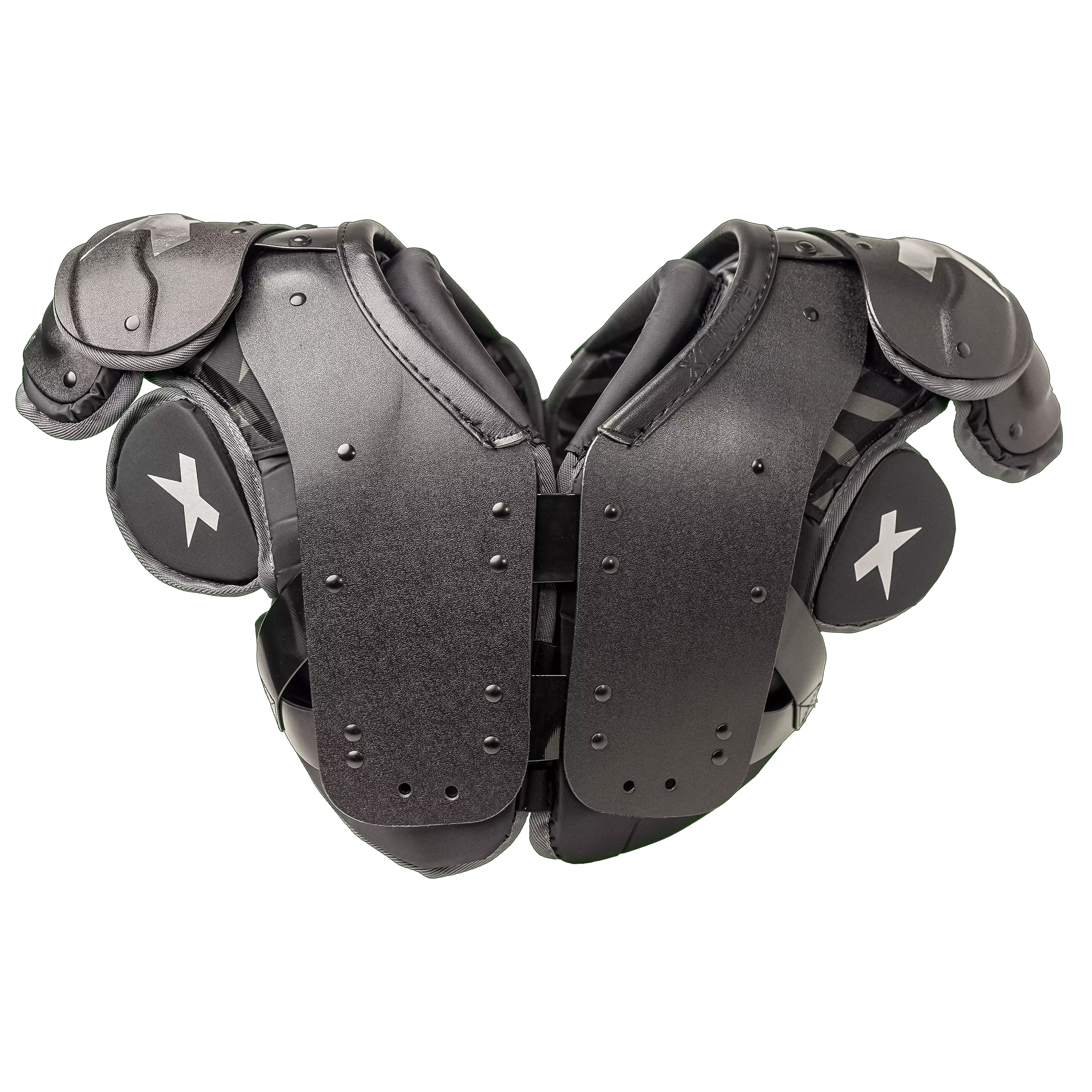 Backside view of Xenith Pro All Purpose shoulder pads.