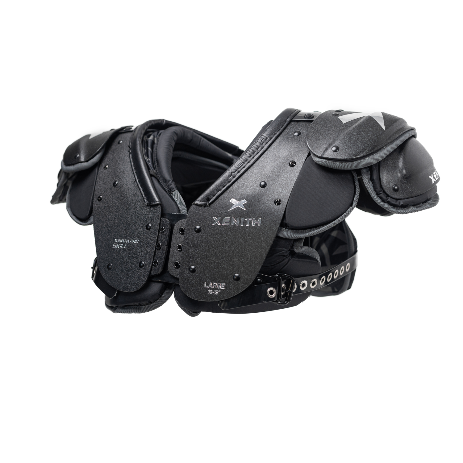 Left facing view of Xenith Pro Skill shoulder pads.
